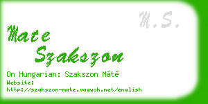 mate szakszon business card